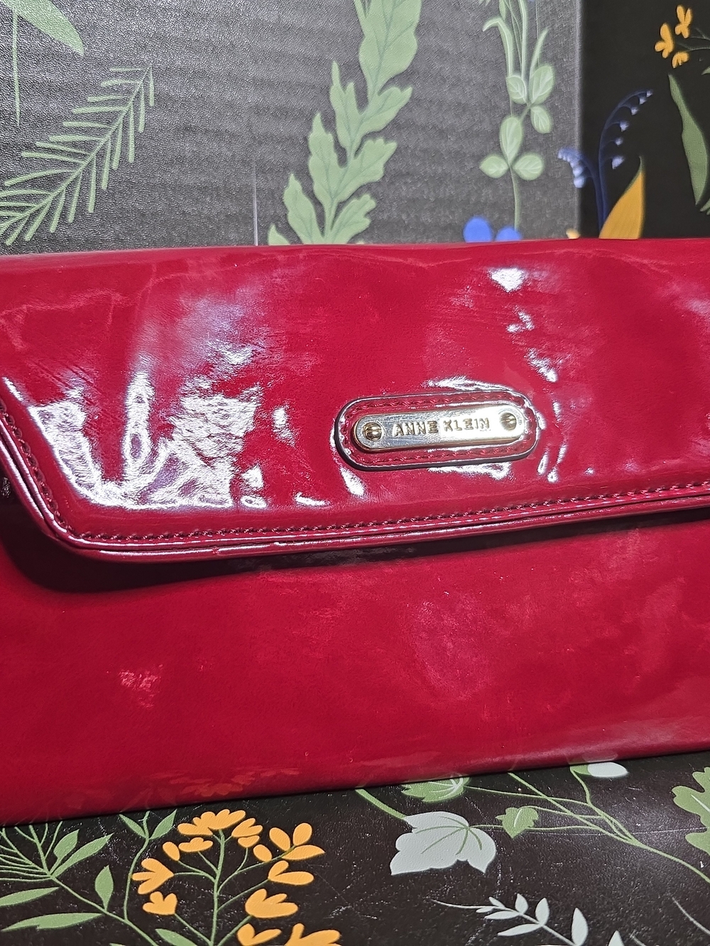 Maroon Red Anne Klein Vinyl Crossbody Purse NO STRAP Clutch Read Description